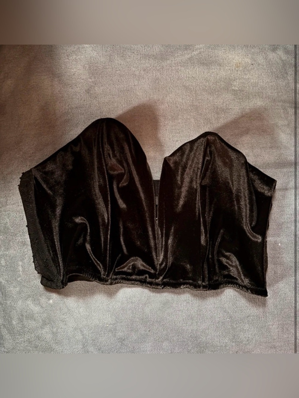 Black Satin Strapless Bustier Top- Victoria Secret